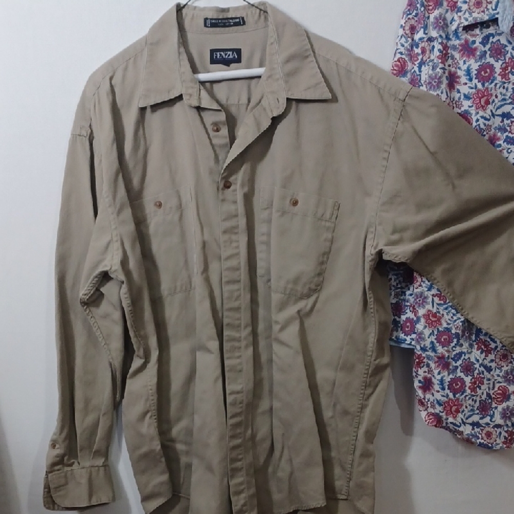 Men's Casual Tan Button Down Shirt